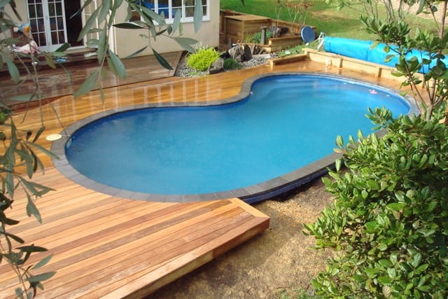 Perfect Summertime Pool Party, Wood Deck Around Inground Pool
