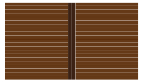 Horizontal brown deck boards divided into two sections by a dark vertical transition board.