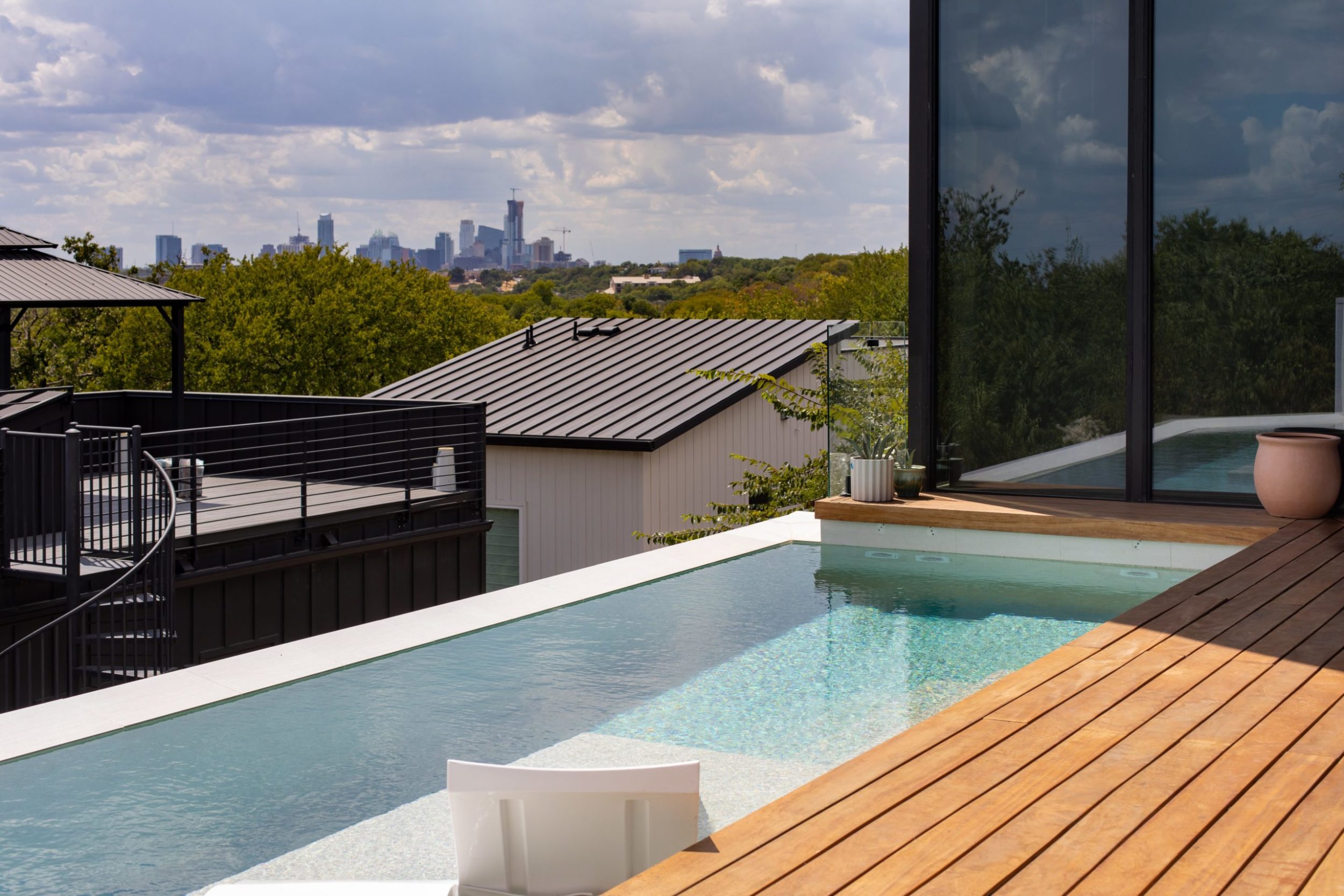 Ipe decking with pool city views