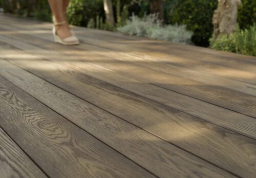 Millboard decking installed on modern outdoor patio