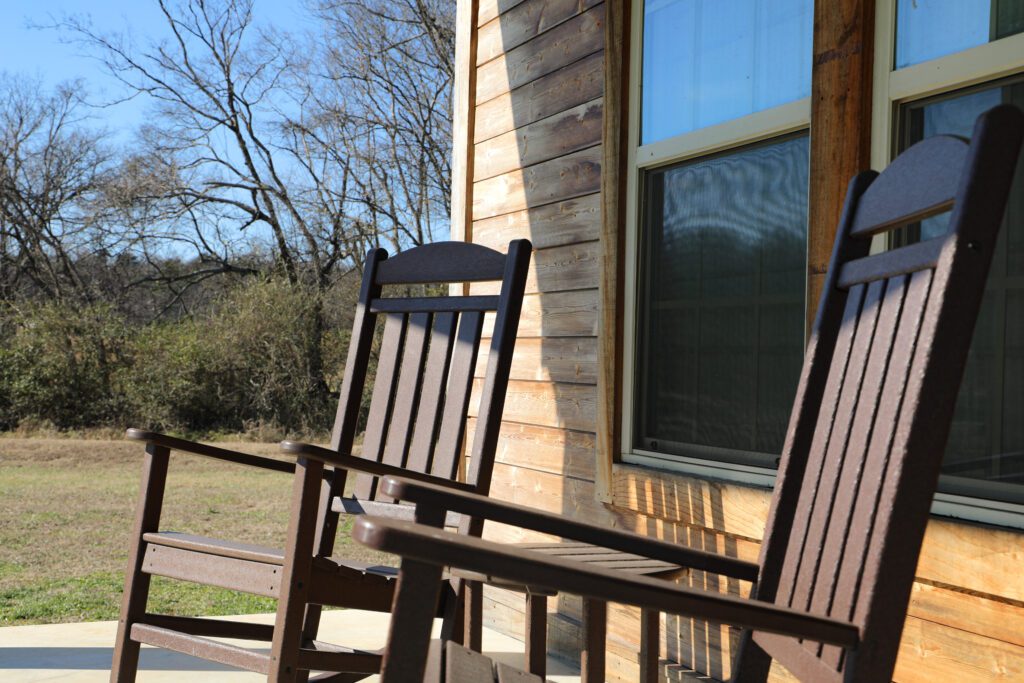 kebony siding cabin fornt porch