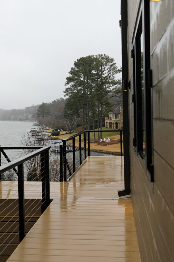 lake-windward-timbertech-deck-trespa-siding- TimberTech deck boards showing realistic wood texture and tone.