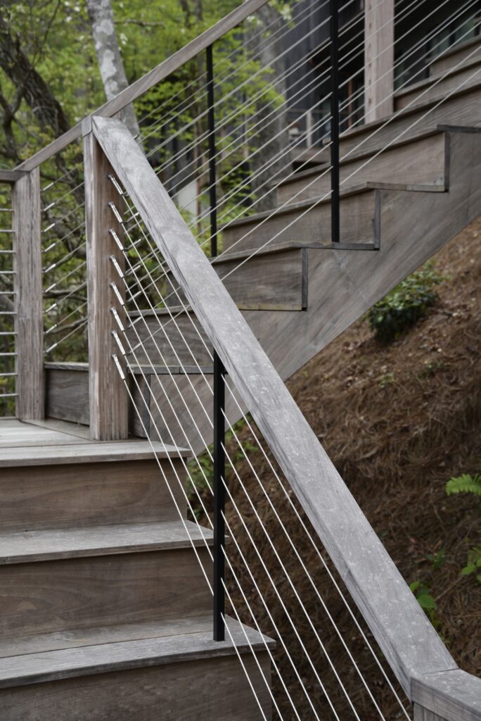 Ipe dock surface installed along the lakefront edge along the waterfront deck.