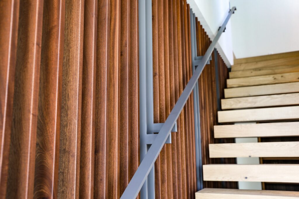 Garapa slat accent wall on Arrowhead built home in Westlake