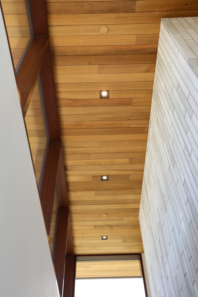 Cedar siding detail within the interior living space