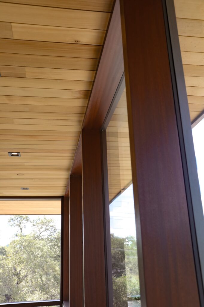 Cedar interior ceiling through the stairwell