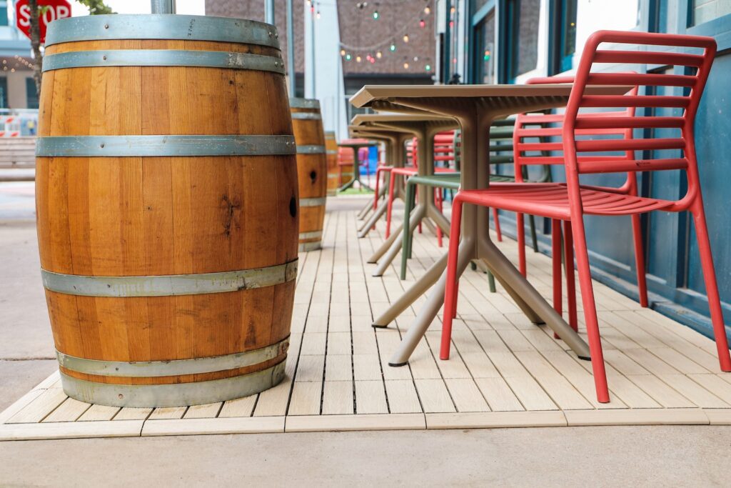 Street view of patio with NewTechWood outdoor flooring