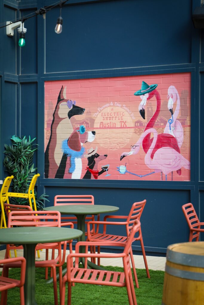 Modern outdoor space with composite deck tile system