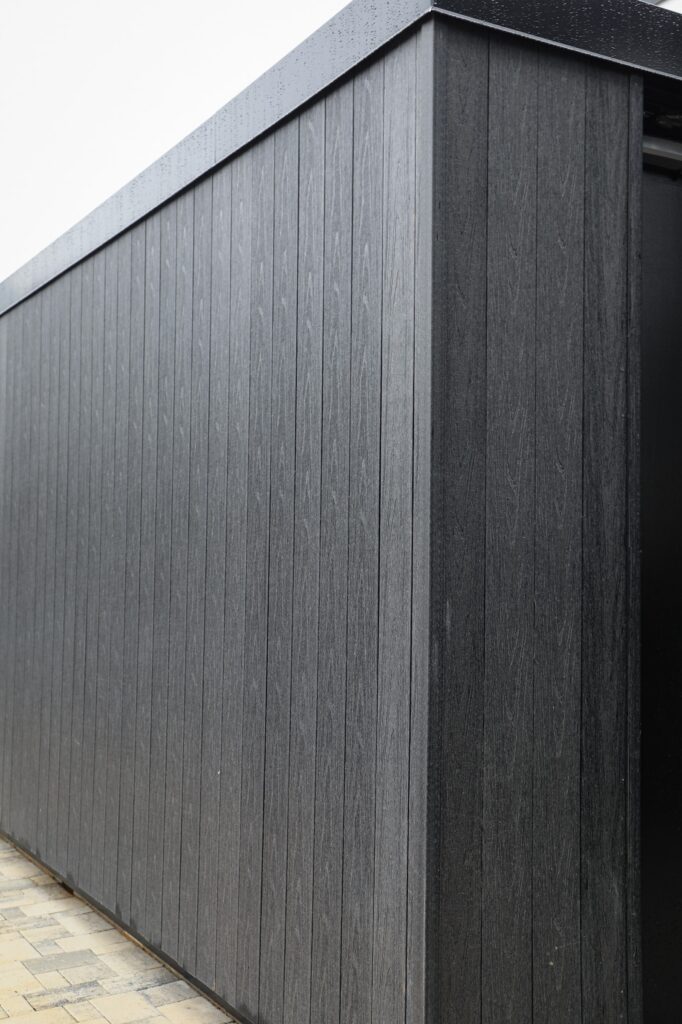 Denmark Library’s 5th Branch features approximately 10,000 square feet of NewTechWood All Weather Siding in Hawaiian Charcoal across exterior cladding, trim, and interior ceiling applications. The project blends sustainable material selection with modern civic architecture, creating a durable, low-maintenance building designed to stay connected to the surrounding landscape.