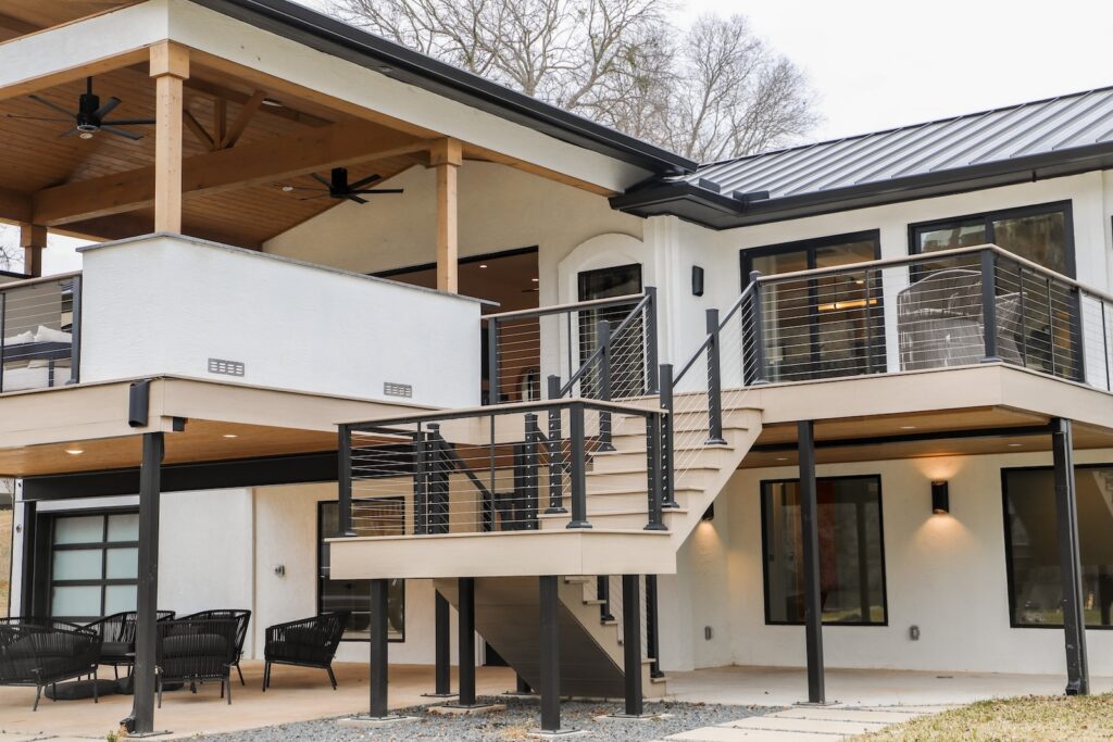 Multi-level TimberTech decking and cable railing design