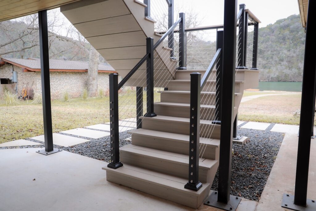 TimberTech Impression Rail with cable infill at Lake Austin home