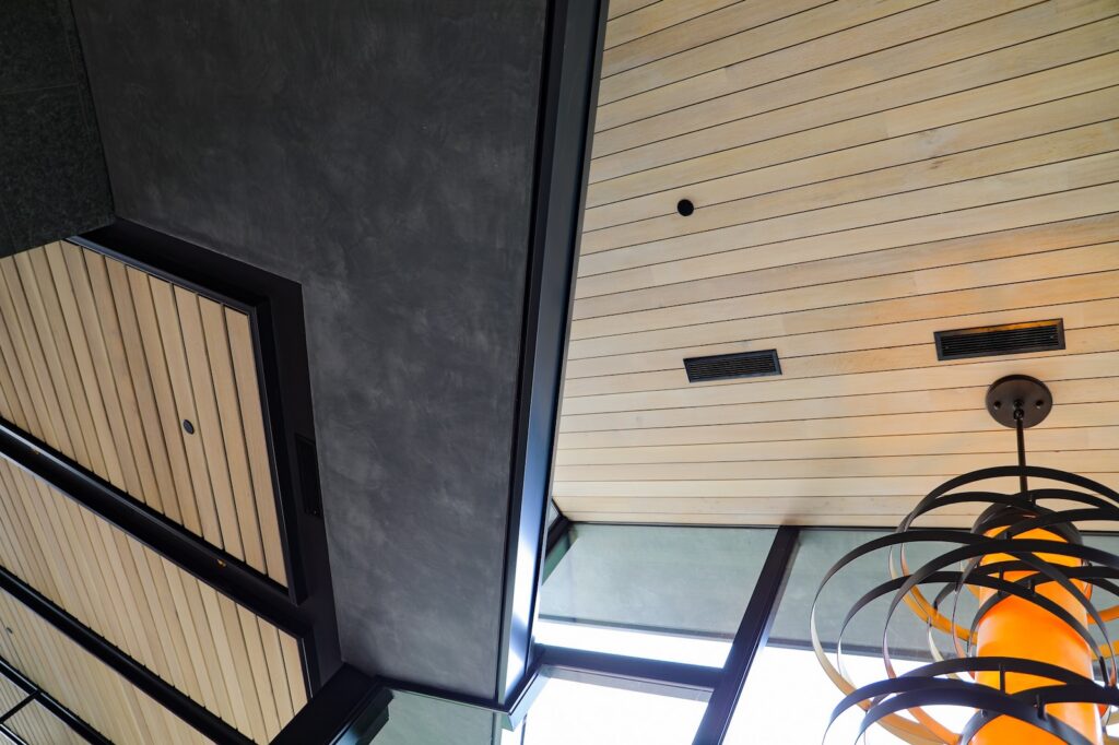 White Oak soffit detail with concealed fastening system