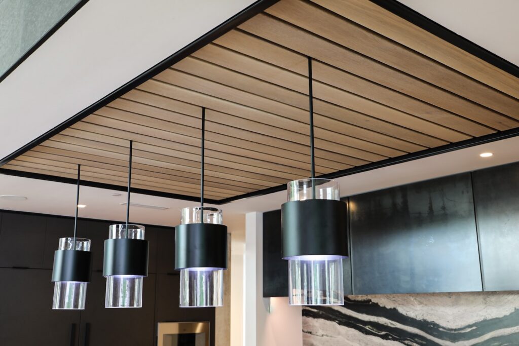 White Oak architectural ceiling system built by Enve Builders
