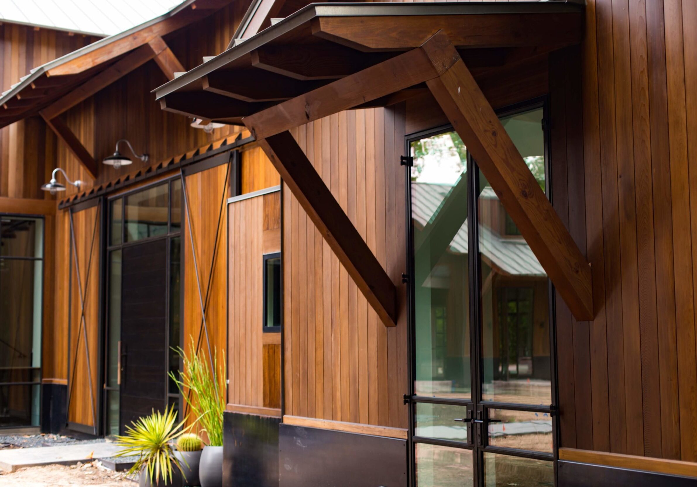 Cedar siding on a barn style home