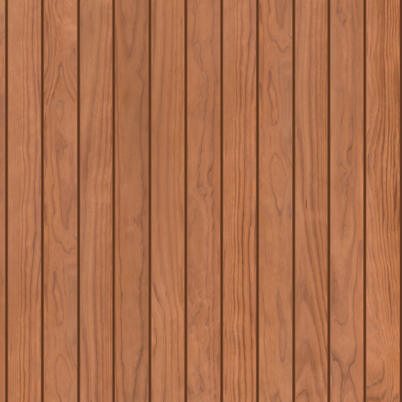 Thermory Benchmark Clear Pine cladding with warm brown color and vertical grain