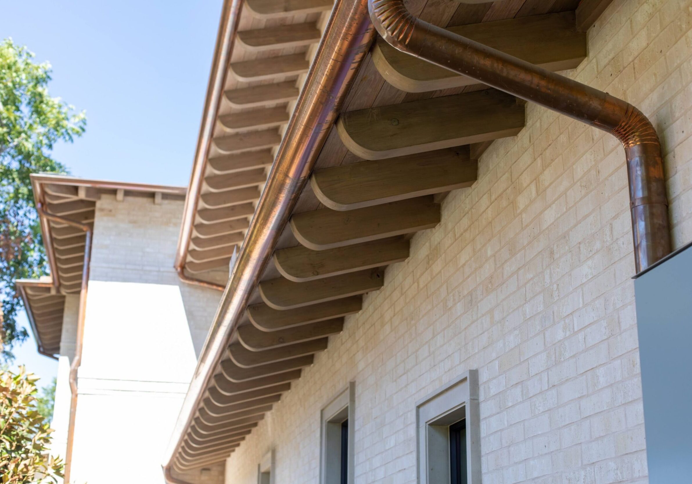 Exterior soffit installation using Douglas Fir lumber
